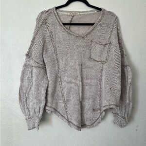 We The Free Textured Cream V-Neck Sweater